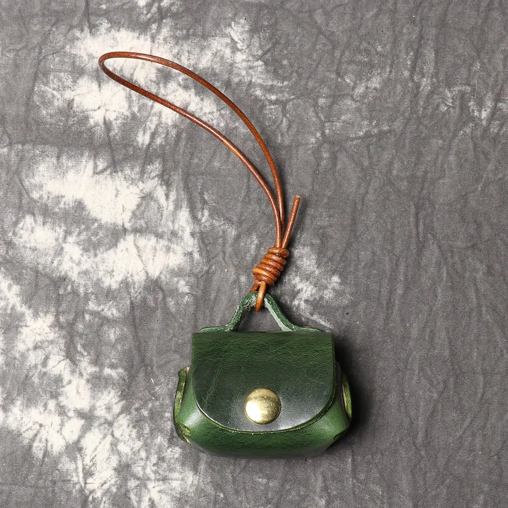LUOKIR Vintage genuine leather headphone case pendant