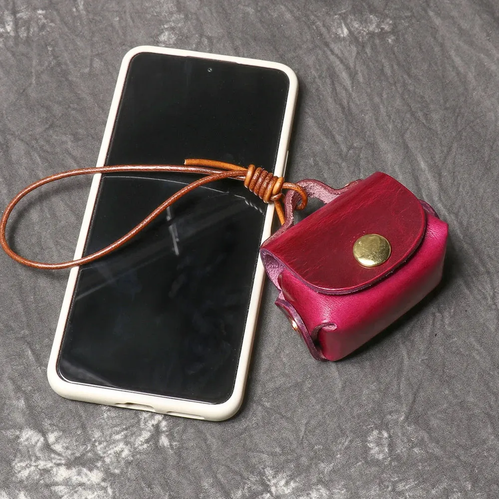 LUOKIR Vintage genuine leather headphone case pendant