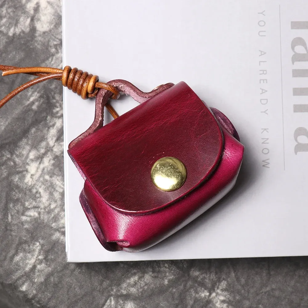 LUOKIR Vintage genuine leather headphone case pendant