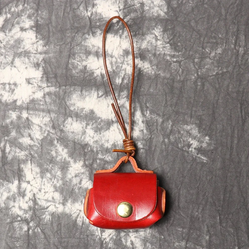 LUOKIR Vintage genuine leather headphone case pendant