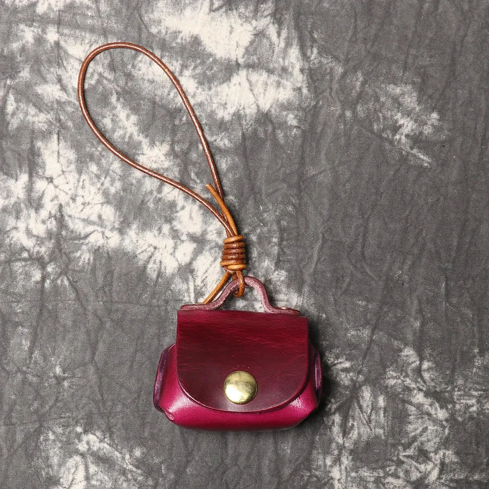 LUOKIR Vintage genuine leather headphone case pendant