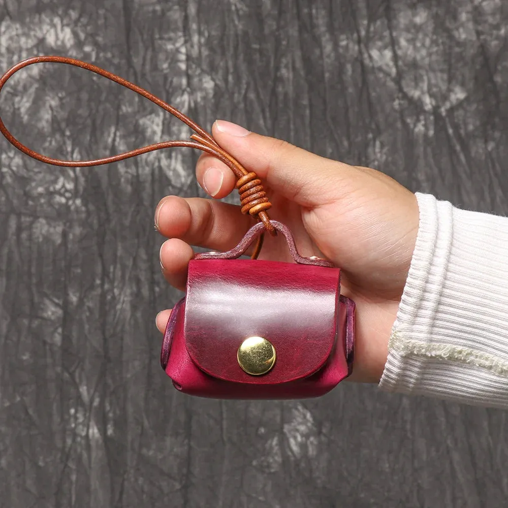 LUOKIR Vintage genuine leather headphone case pendant