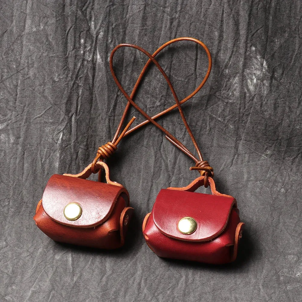 LUOKIR Vintage genuine leather headphone case pendant
