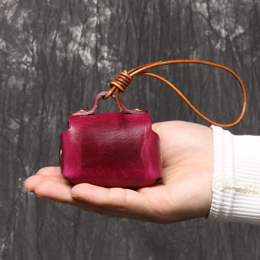 LUOKIR Vintage genuine leather headphone case pendant