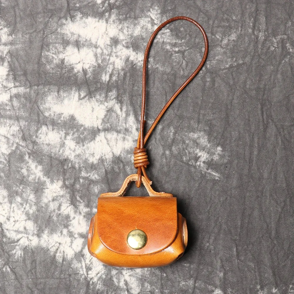 LUOKIR Vintage genuine leather headphone case pendant
