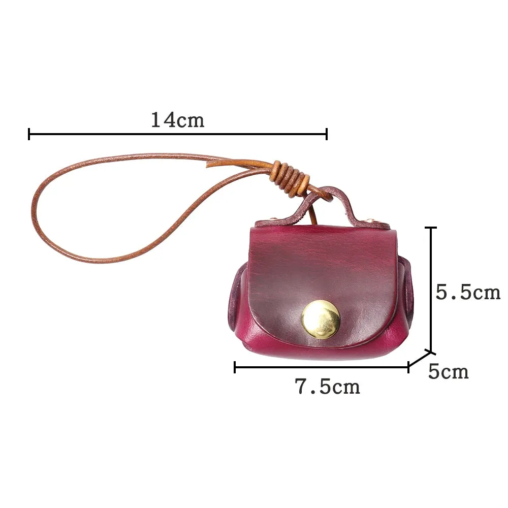LUOKIR Vintage genuine leather headphone case pendant