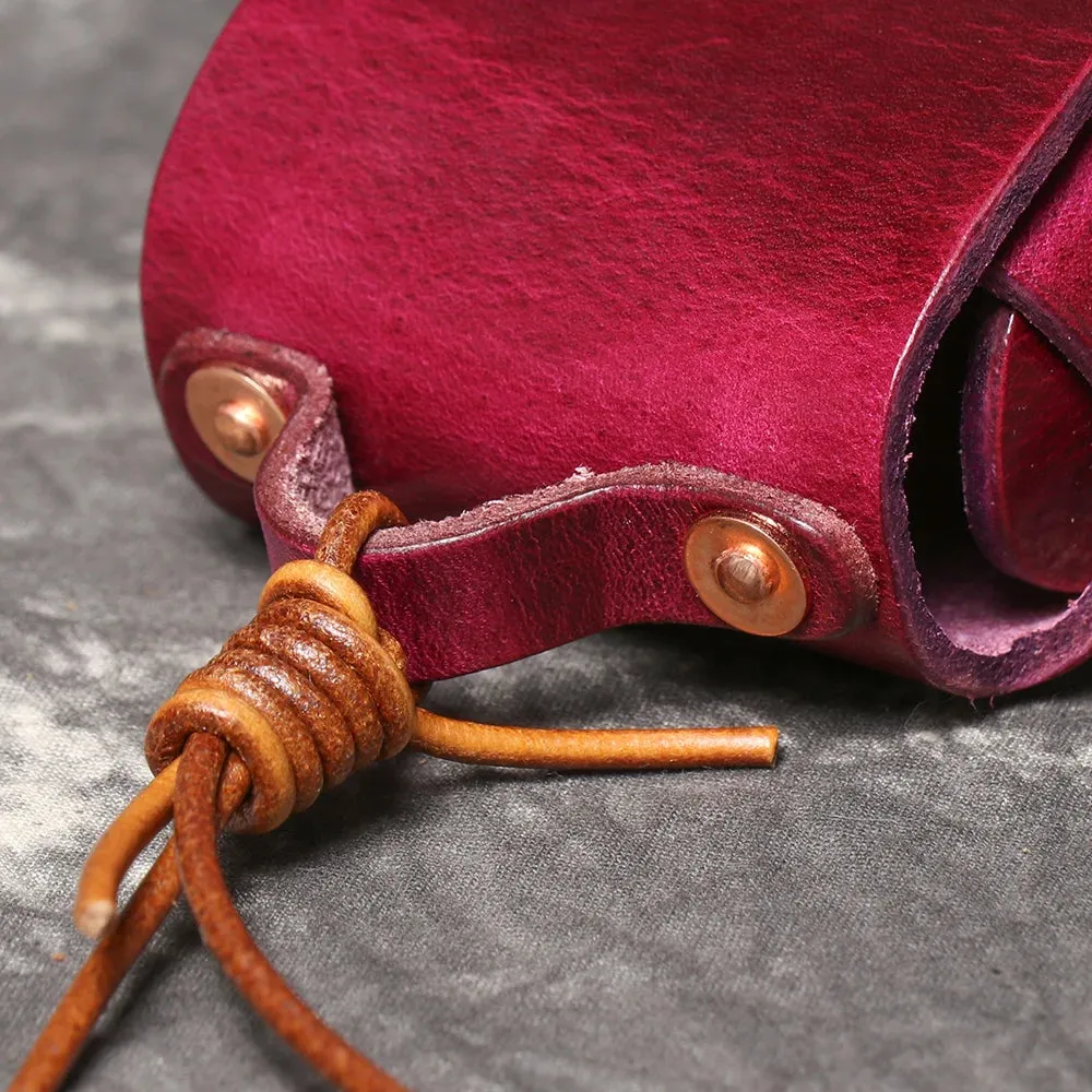 LUOKIR Vintage genuine leather headphone case pendant