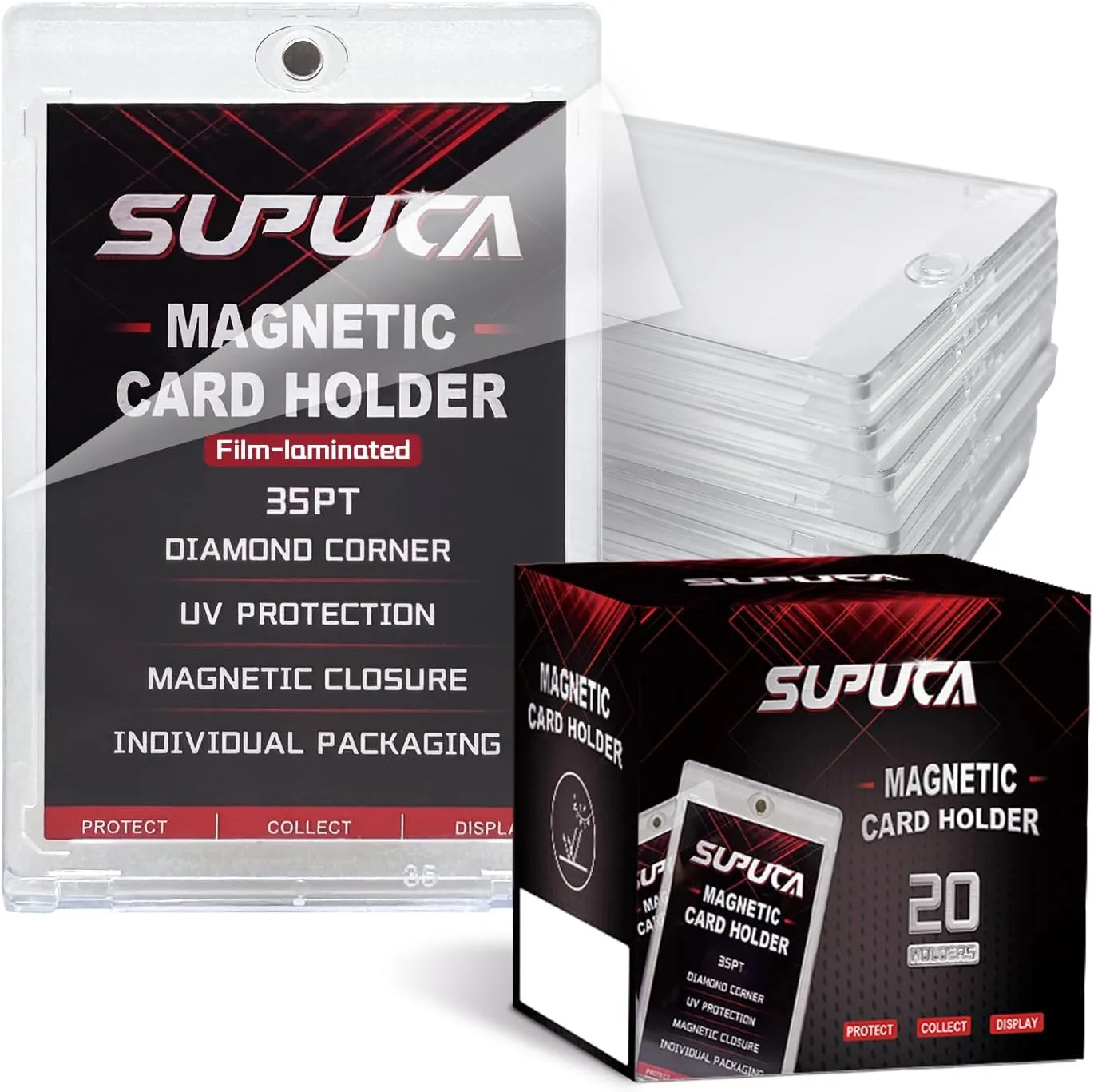 Magnetic Card Holder 20 Pack, 35PT One Touch Card Holder, Trading Card Protectors for Baseball Card Sports Card