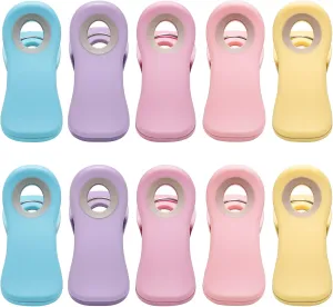 Magnetic Clips - Food Clips, Chip Clips, Bag Clips for Food Storage with Air Tight Seal Grip for Bread Bags, Snack Bags and Food Bags (Pack of 10, Pastel Colors)