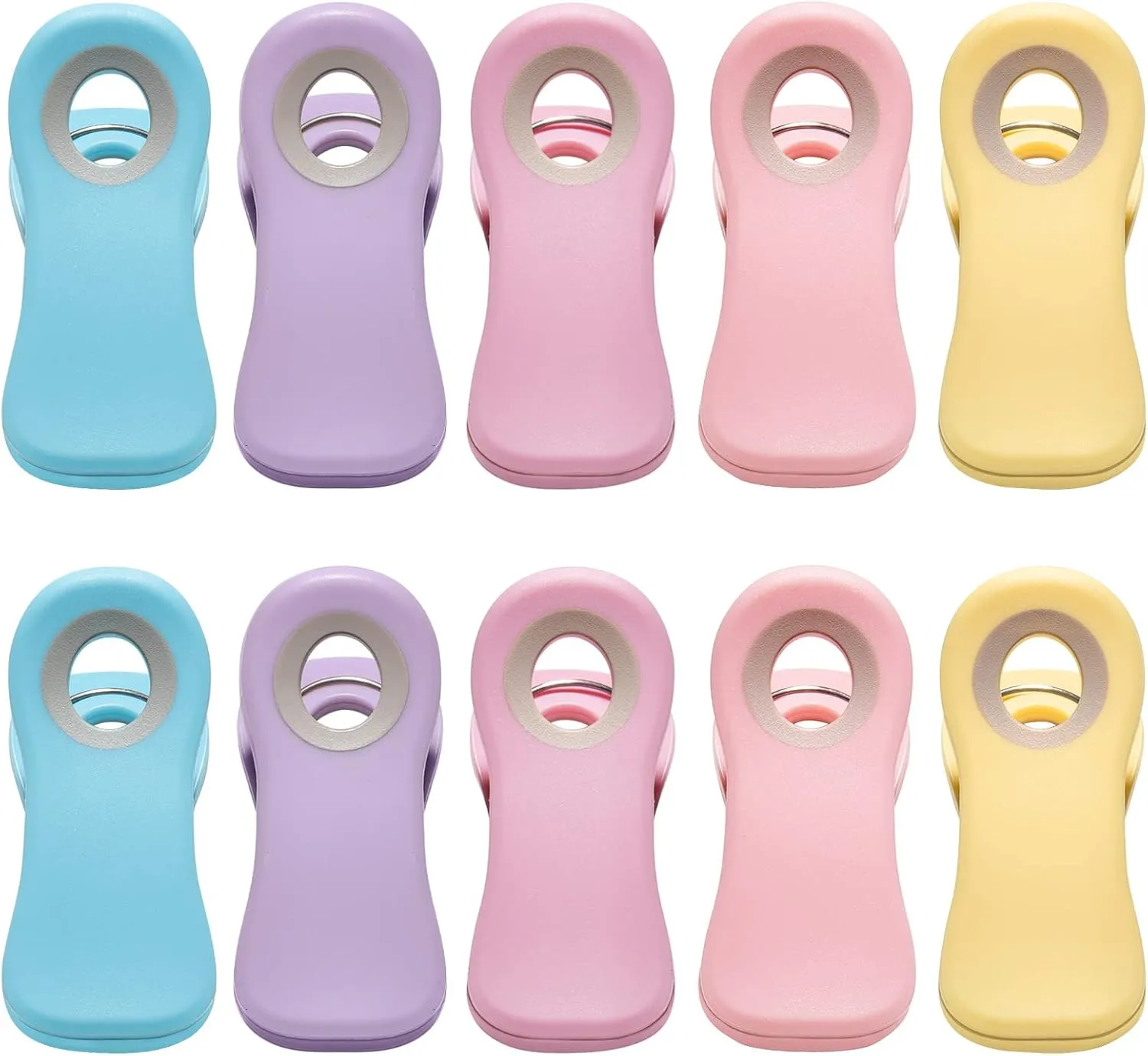 Magnetic Clips - Food Clips, Chip Clips, Bag Clips for Food Storage with Air Tight Seal Grip for Bread Bags, Snack Bags and Food Bags (Pack of 10, Pastel Colors)