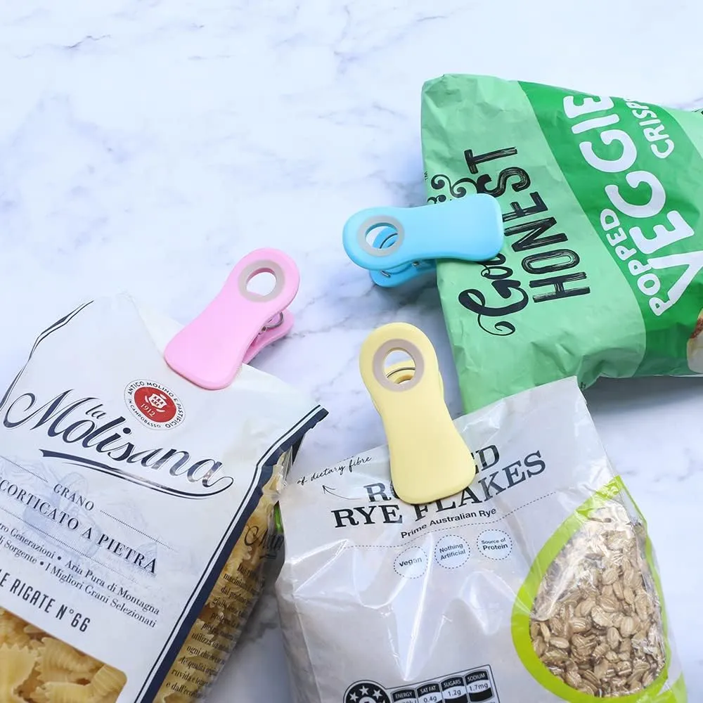 Magnetic Clips - Food Clips, Chip Clips, Bag Clips for Food Storage with Air Tight Seal Grip for Bread Bags, Snack Bags and Food Bags (Pack of 10, Pastel Colors)