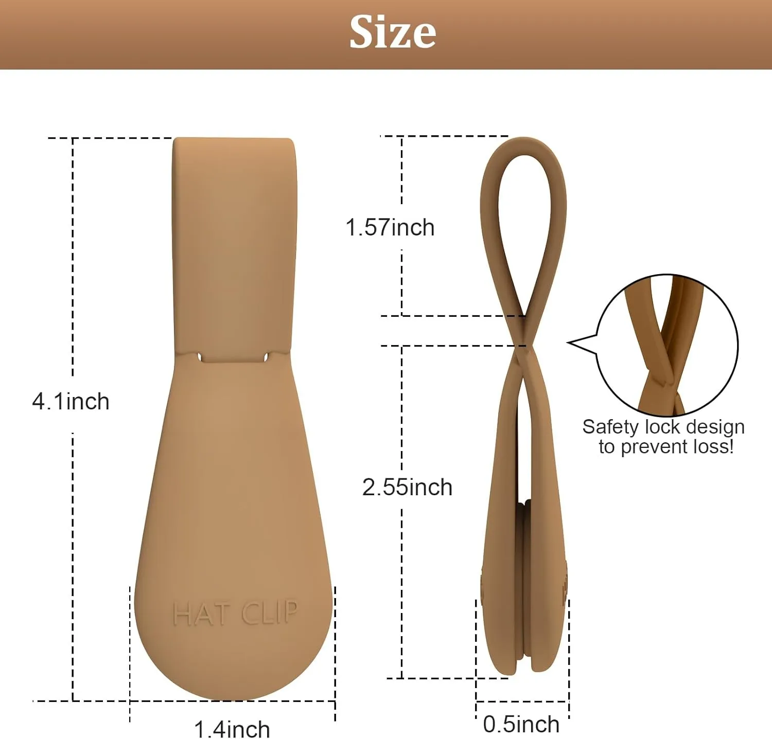 Magnetic Hat Clip for Travel on Bag, 2Pcs Brown Silicone Hat Clip Magnet Hat Holder Hat Hook for Bag Tote Luggage, Beach Straw Hat Carry Clip, Vacation Traveling Essentials Accessory