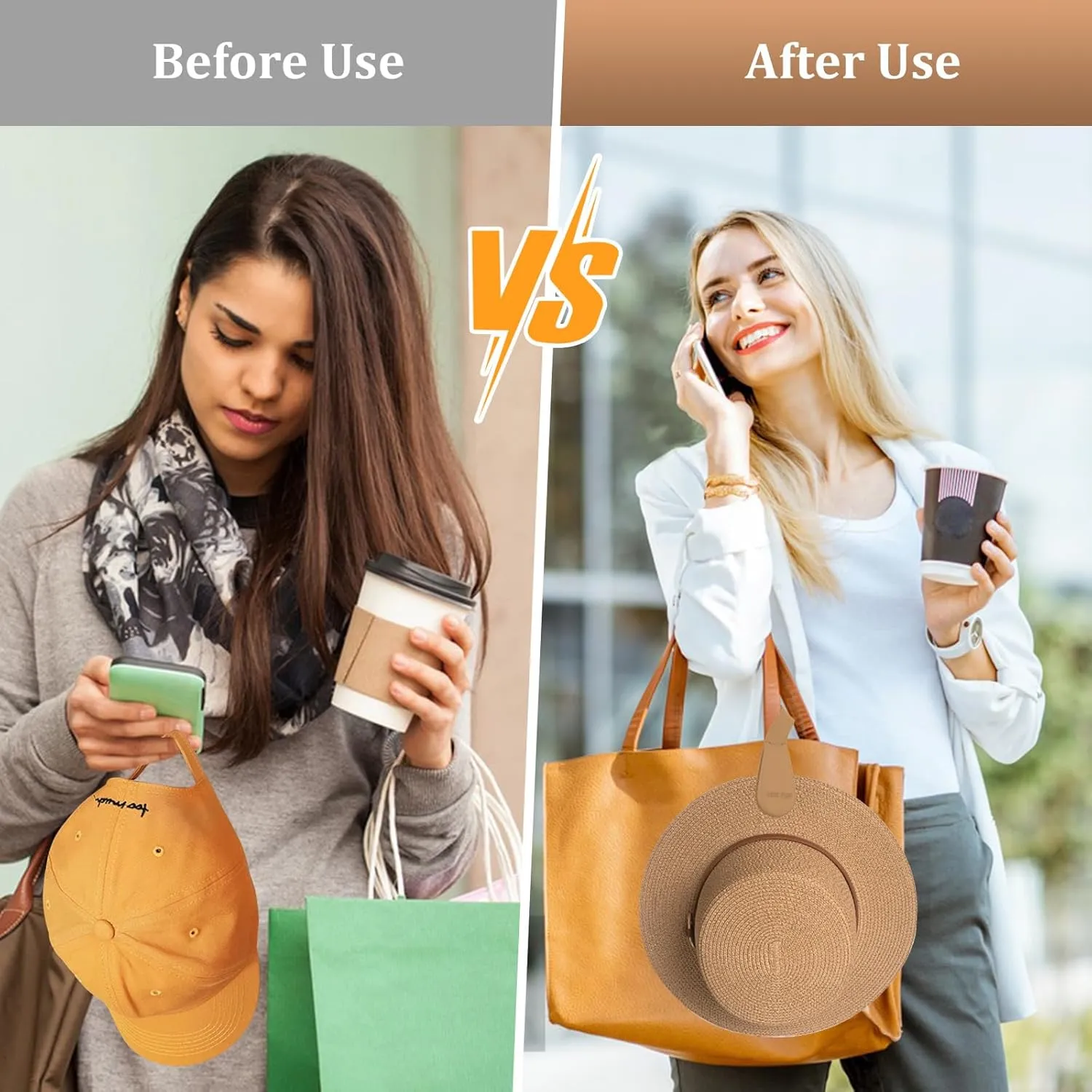 Magnetic Hat Clip for Travel on Bag, 2Pcs Brown Silicone Hat Clip Magnet Hat Holder Hat Hook for Bag Tote Luggage, Beach Straw Hat Carry Clip, Vacation Traveling Essentials Accessory