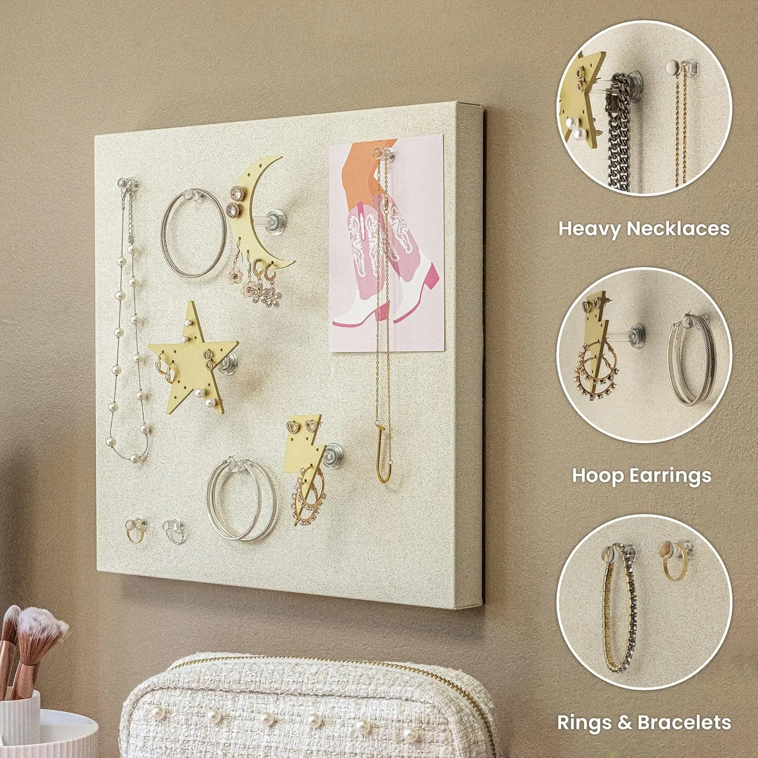 Magnetic Jewelry Organizer Wall Mount | Jewelry Organizer and Storage | Teenager Girl Gifts | Dorm Organization and Storage