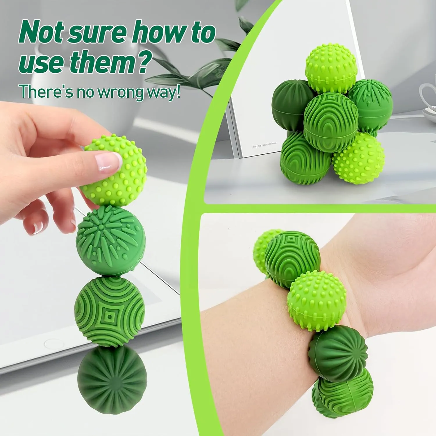 Magnetic Stress Fidget Balls for Adults Teens – 8pcs Sensory Magnetic Silicone Balls Desk Toy for Office, Silent Fidgets Roller Toy for Stress Relief | Large 4 Texture Magnet Toys with Organizer Box