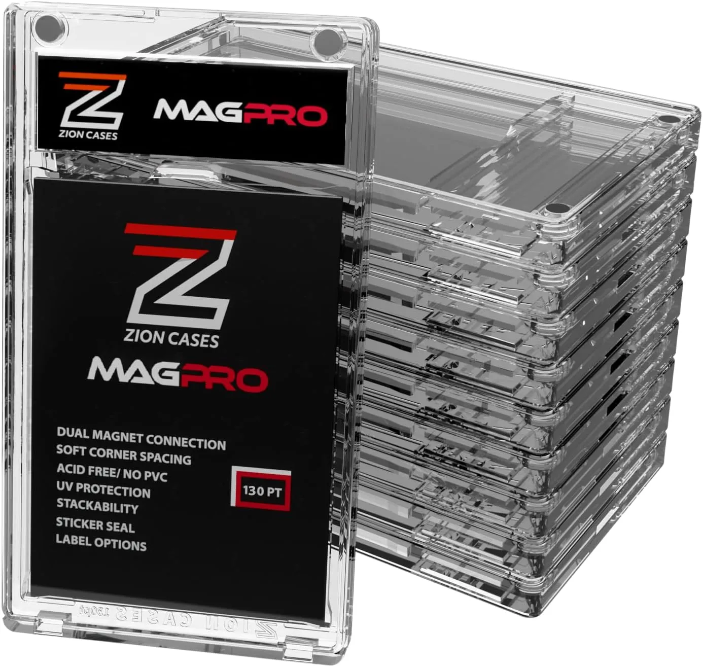 MagPro 130PT Magnetic Card Holder; Duel Magnet Card Case for Secure Holding Strength to Guard Against Unintentional Openings; Includes 10 Magnetic Trading Card Case; (10 Pack)