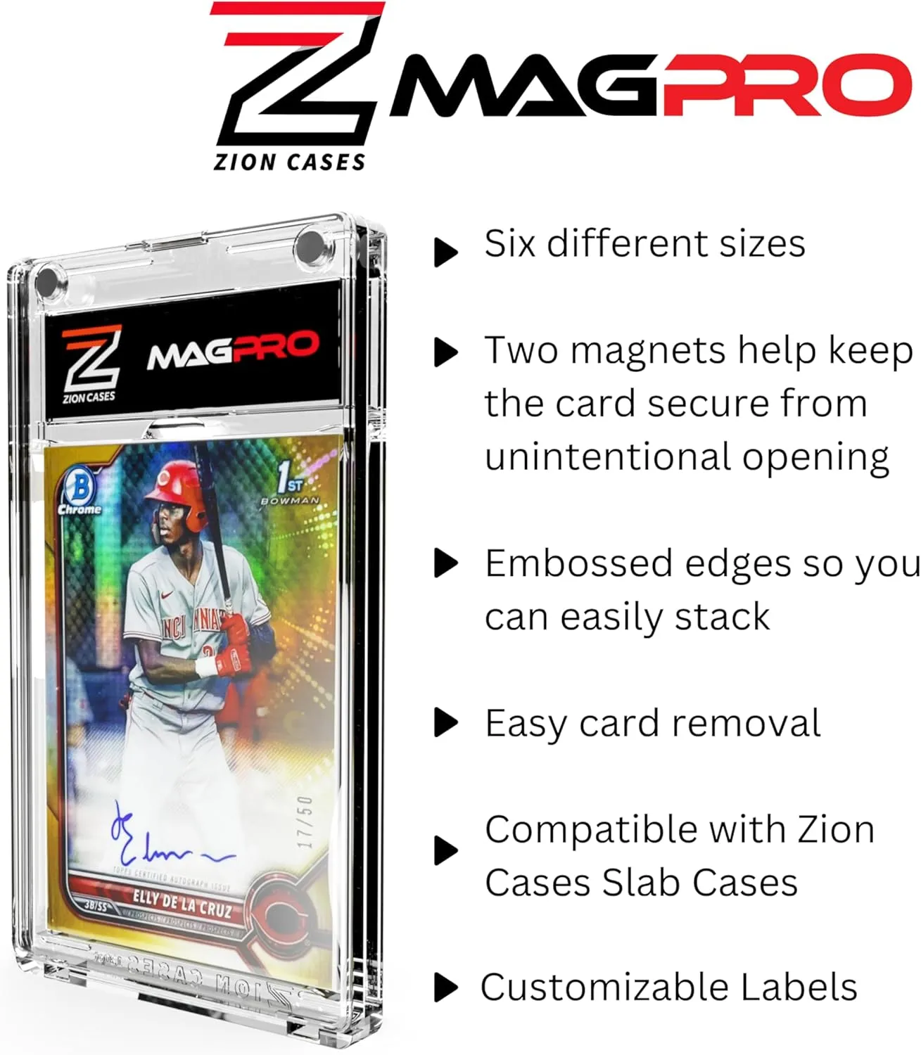 MagPro 130PT Magnetic Card Holder; Duel Magnet Card Case for Secure Holding Strength to Guard Against Unintentional Openings; Includes 10 Magnetic Trading Card Case; (10 Pack)