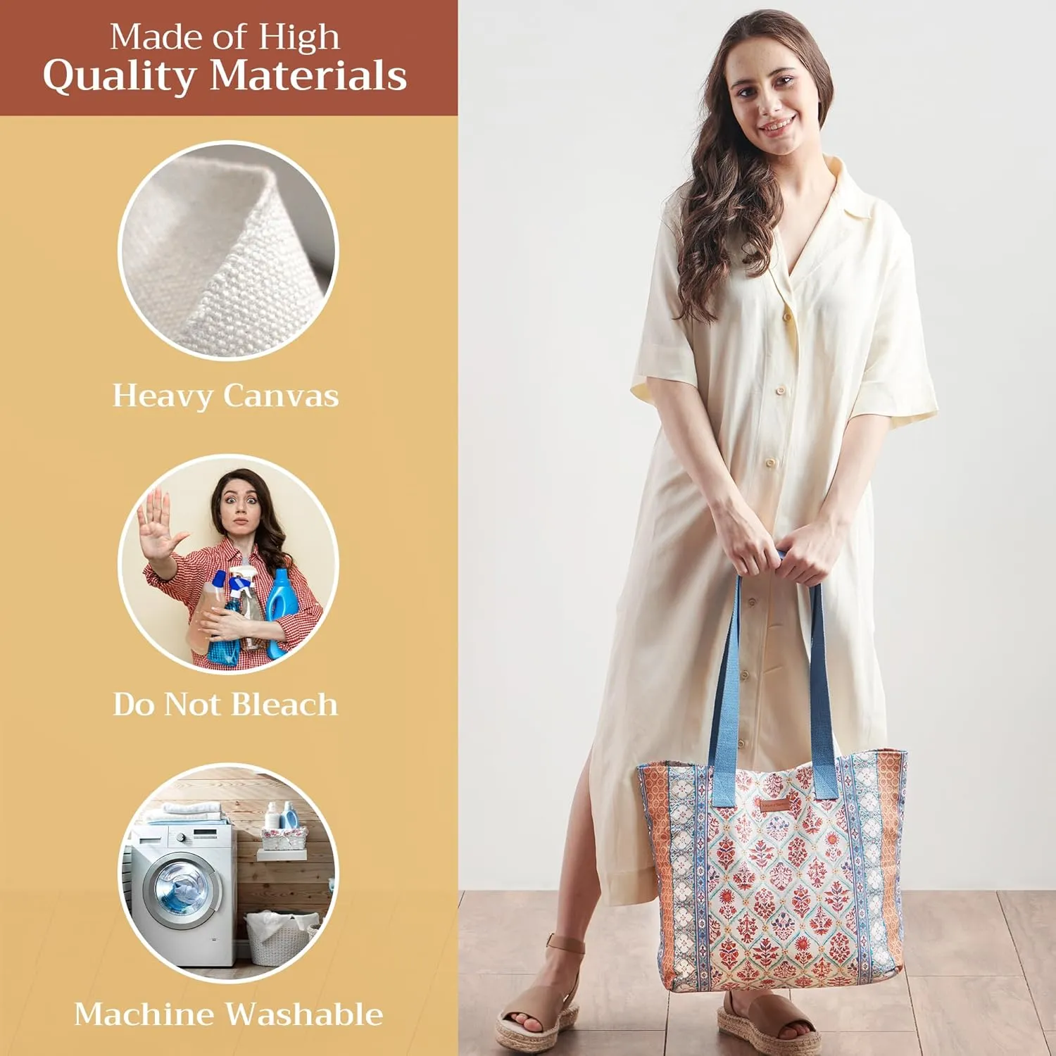 Maison d' Hermine Canvas Tote Bag 100% Cotton Canvas Reusable Shoulder Grocery Bag for Shopping Perfect for Men Women