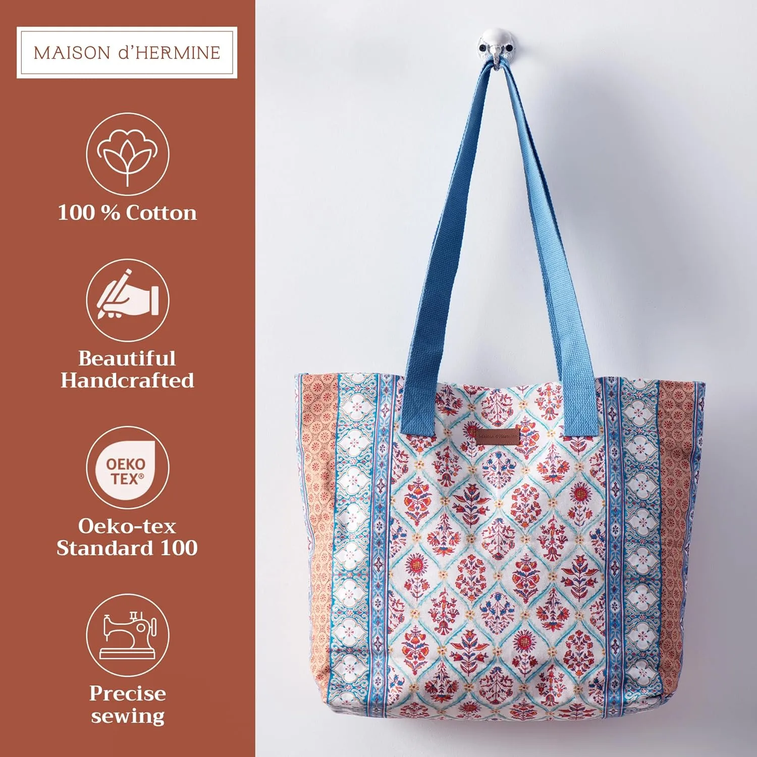 Maison d' Hermine Canvas Tote Bag 100% Cotton Canvas Reusable Shoulder Grocery Bag for Shopping Perfect for Men Women