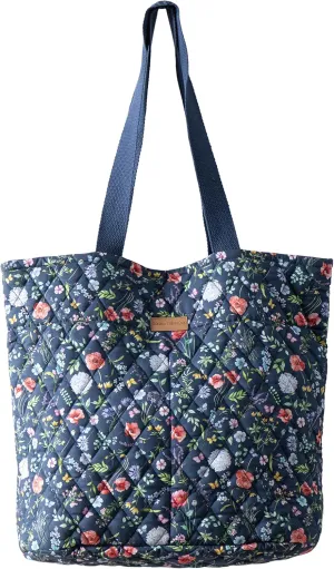 Maison d' Hermine Shopping Bag Cotton Quilted Tote Bag with Zipper Pockets & Small Pouch Grocery Bag for Work Travel Lunch