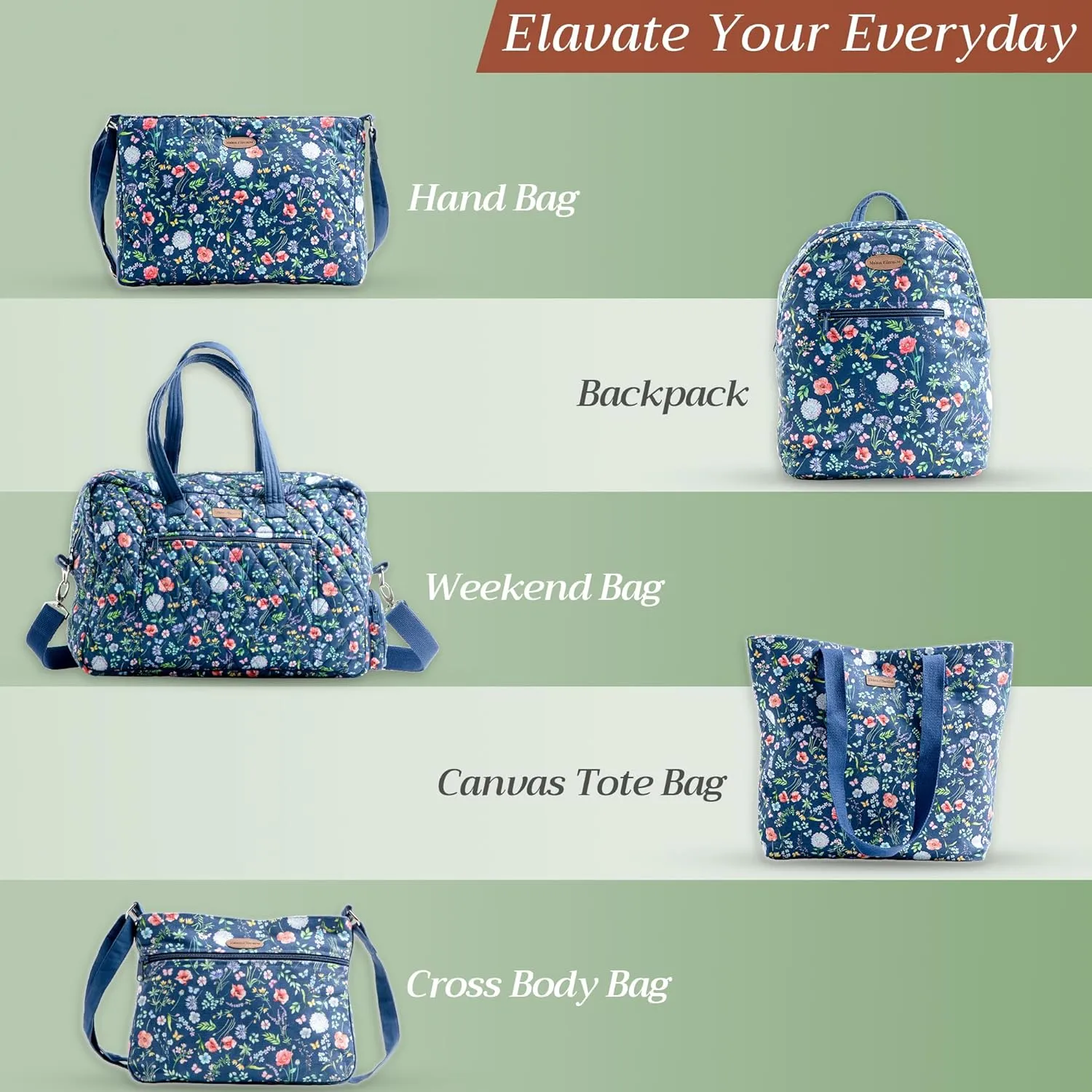 Maison d' Hermine Shopping Bag Cotton Quilted Tote Bag with Zipper Pockets & Small Pouch Grocery Bag for Work Travel Lunch