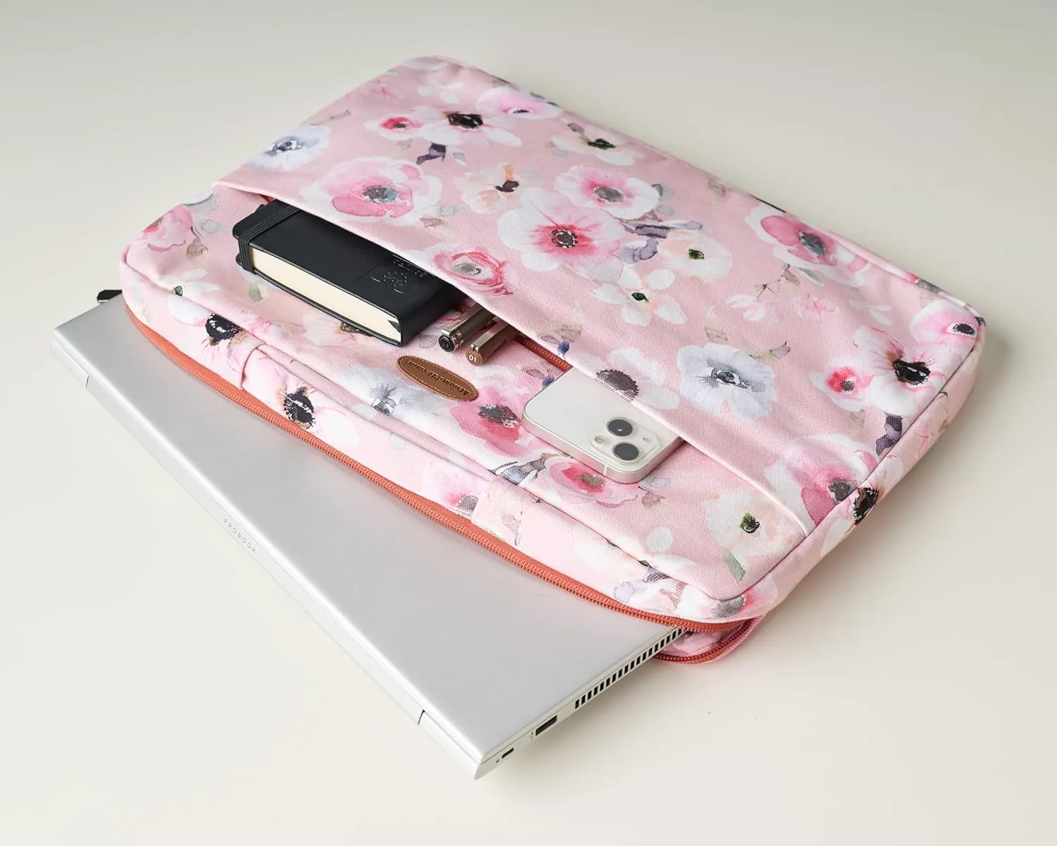 Maison d'Hermine Laptop Sleeve with Handle Case Stain and Water Repellent Cotton Canvas