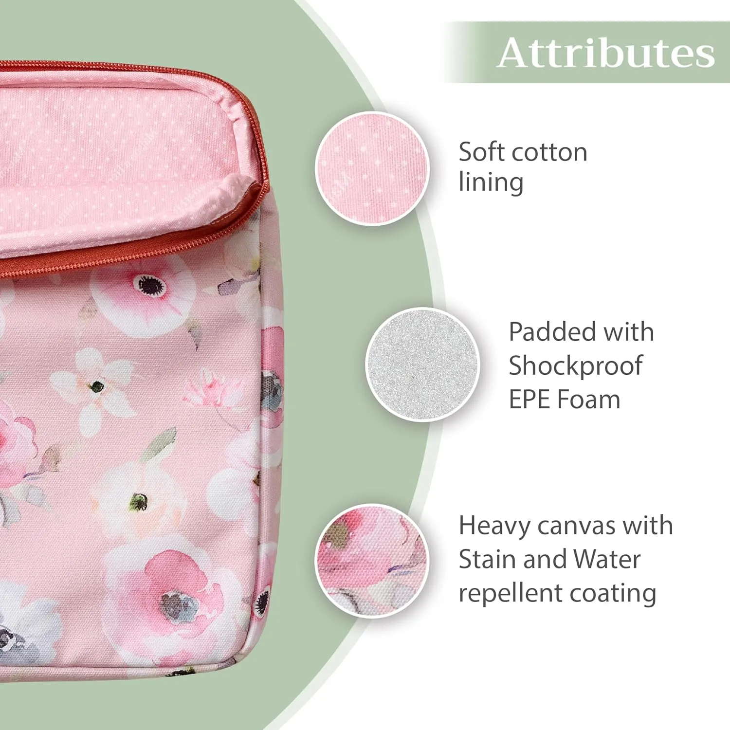 Maison d'Hermine Laptop Sleeve with Handle Case Stain and Water Repellent Cotton Canvas