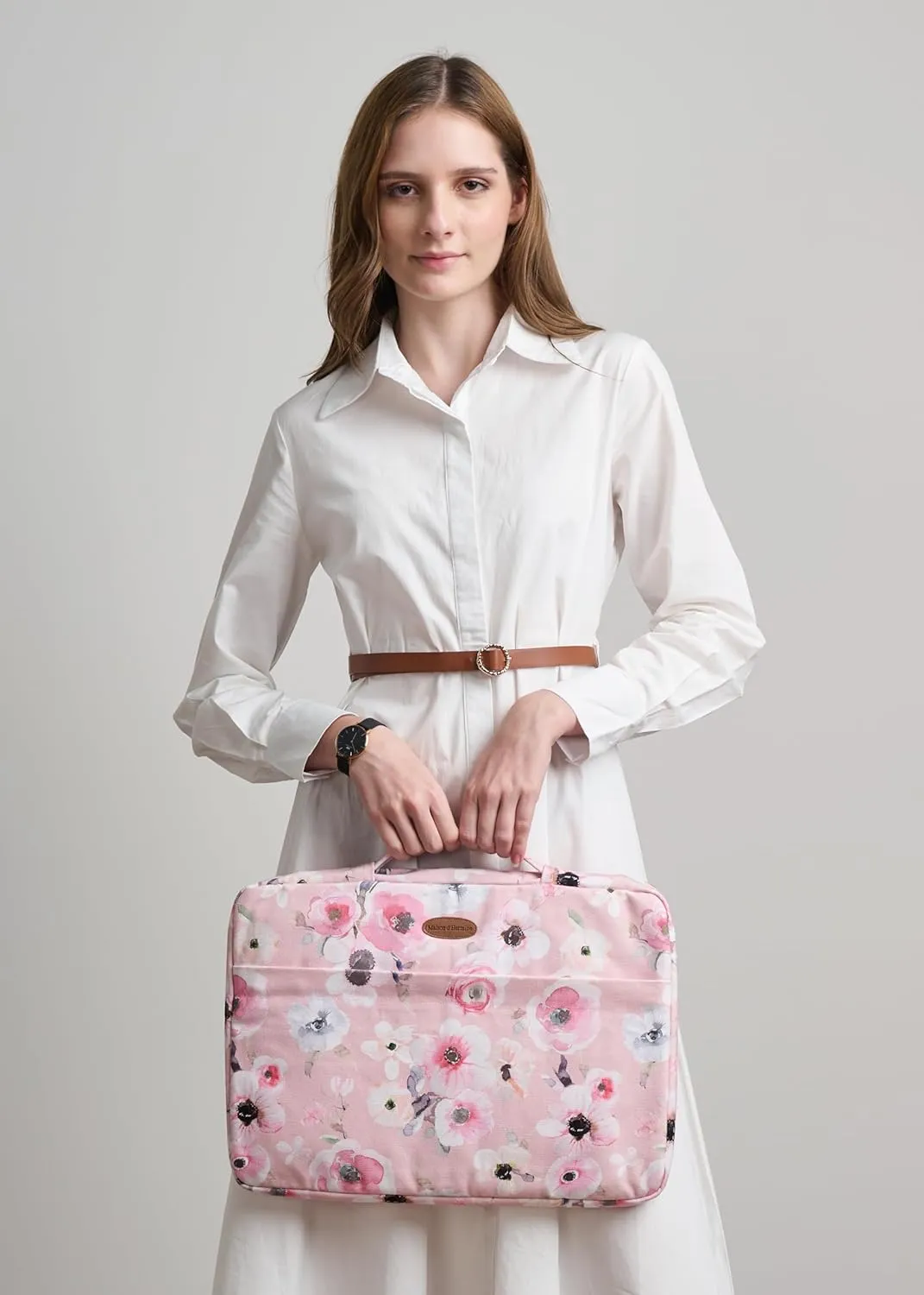 Maison d'Hermine Laptop Sleeve with Handle Case Stain and Water Repellent Cotton Canvas