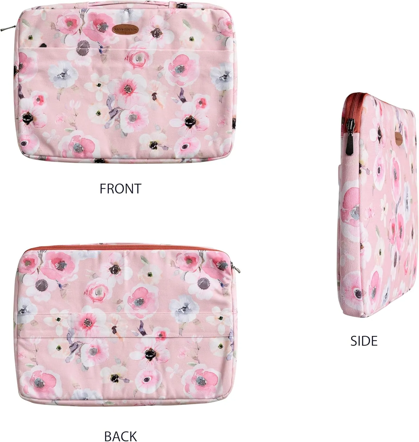 Maison d'Hermine Laptop Sleeve with Handle Case Stain and Water Repellent Cotton Canvas