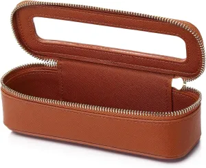 Makeup Brush Bag Slim Clear Makeup Bag Travel Cosmetic Case and Brush Holder Waterproof Toiletry Makeup Bag with Zipper Purse Organizer for Women (Brown, Slim)