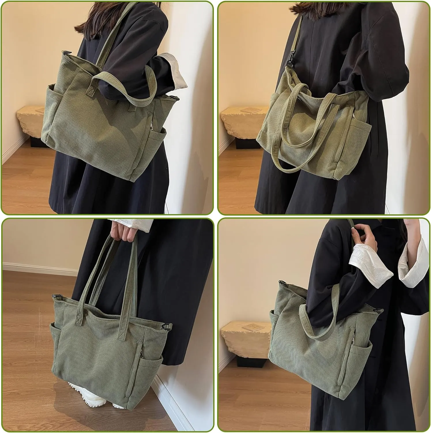 Makukke Corduroy Totes Bag Women - Shoulder Hobo Bag Handbags Crossbody Bag Big Capacity Shopping Purses