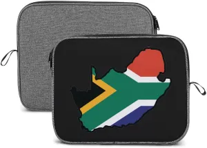 Map of South Africa Flag Laptop Sleeve Slim Laptop Bag Snowflake Cloth Laptop Case Travel Gear for Unisex 13inch