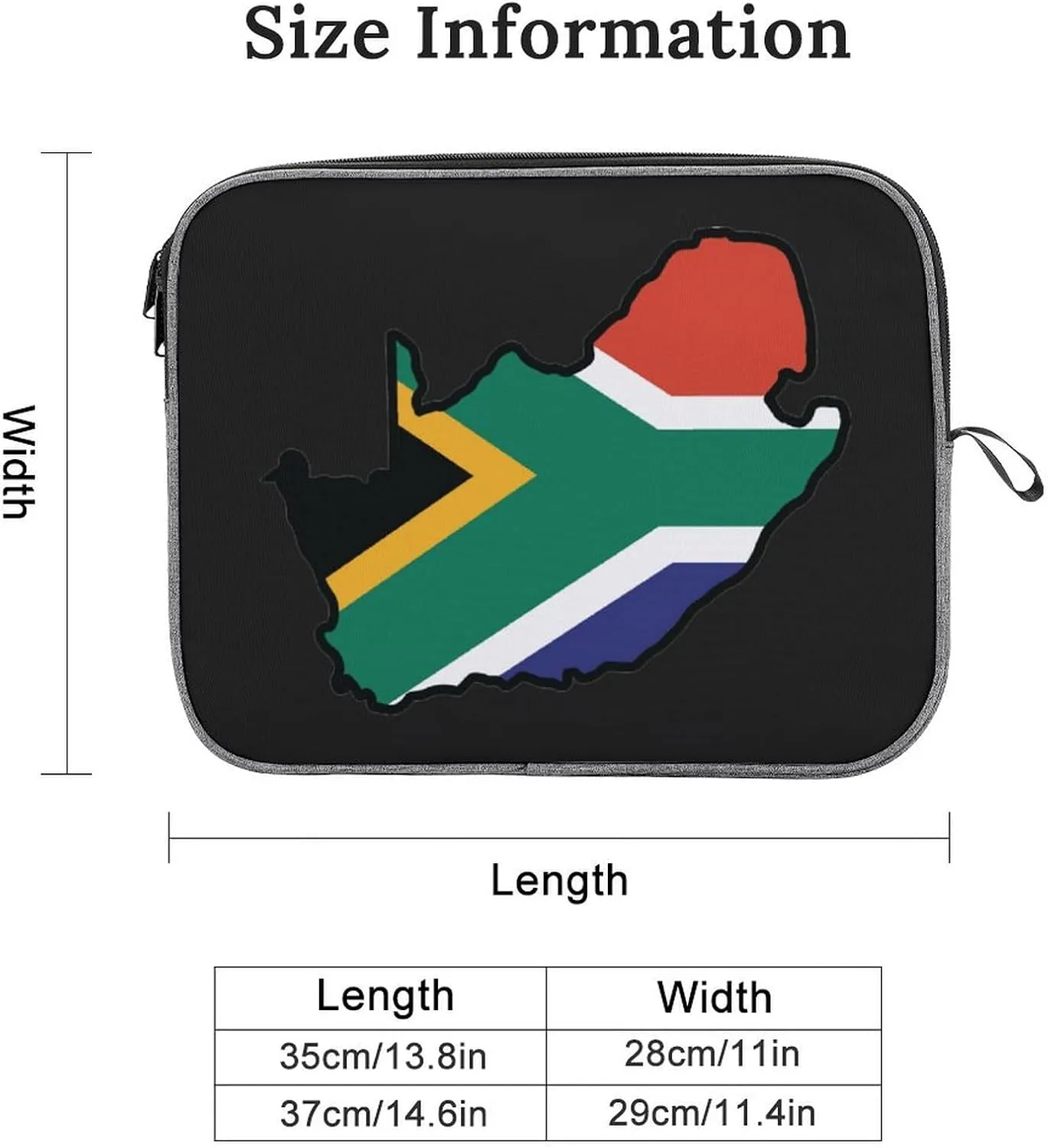 Map of South Africa Flag Laptop Sleeve Slim Laptop Bag Snowflake Cloth Laptop Case Travel Gear for Unisex 13inch