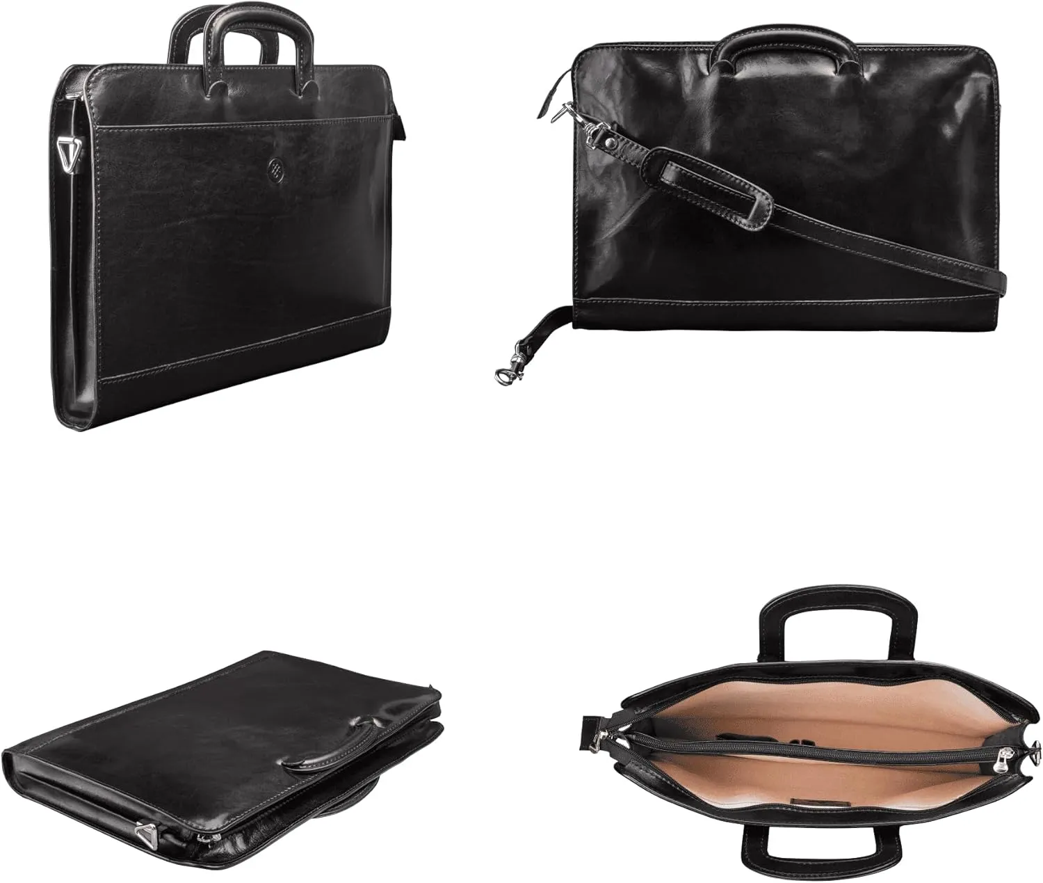 Maxwell Scott - Mens Luxury Leather Slim Document Case Portfolio with Handles - Handmade in Italy - The Barolo