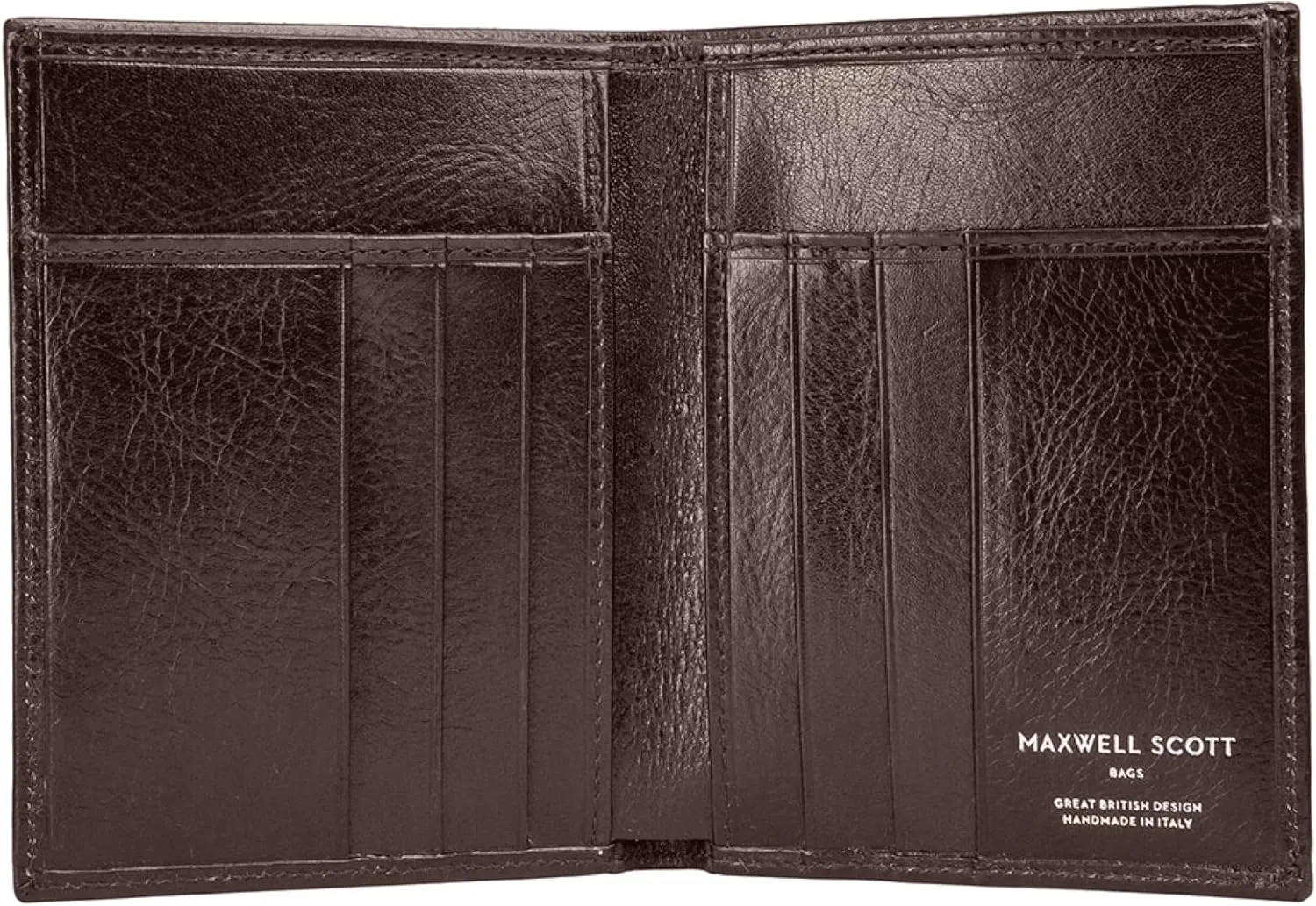 Maxwell Scott - Mens Luxury Tall Slim Leather Credit Card Wallet - Made from Full Grain Hides - The Salerno Dark Brown
