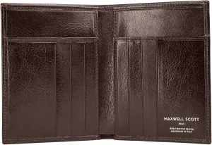 Maxwell Scott - Mens Luxury Tall Slim Leather Credit Card Wallet - Made from Full Grain Hides - The Salerno Dark Brown