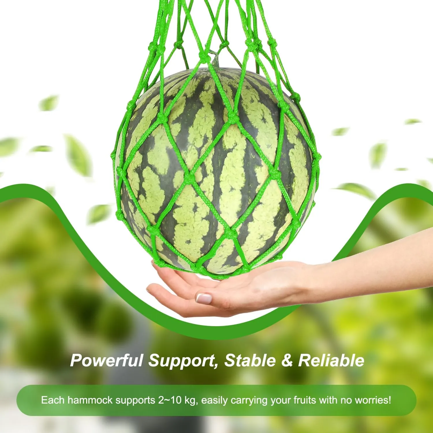 Melon Hammock Net for Vertical Growing, 12 Pack Watermelon Support Mesh Bags with 50 pcs Zip Ties, Reusable Fruit Slings for Cantaloupe, Pumpkin, Honeydew, Garden Trellis Vine Cradle (12, Green)