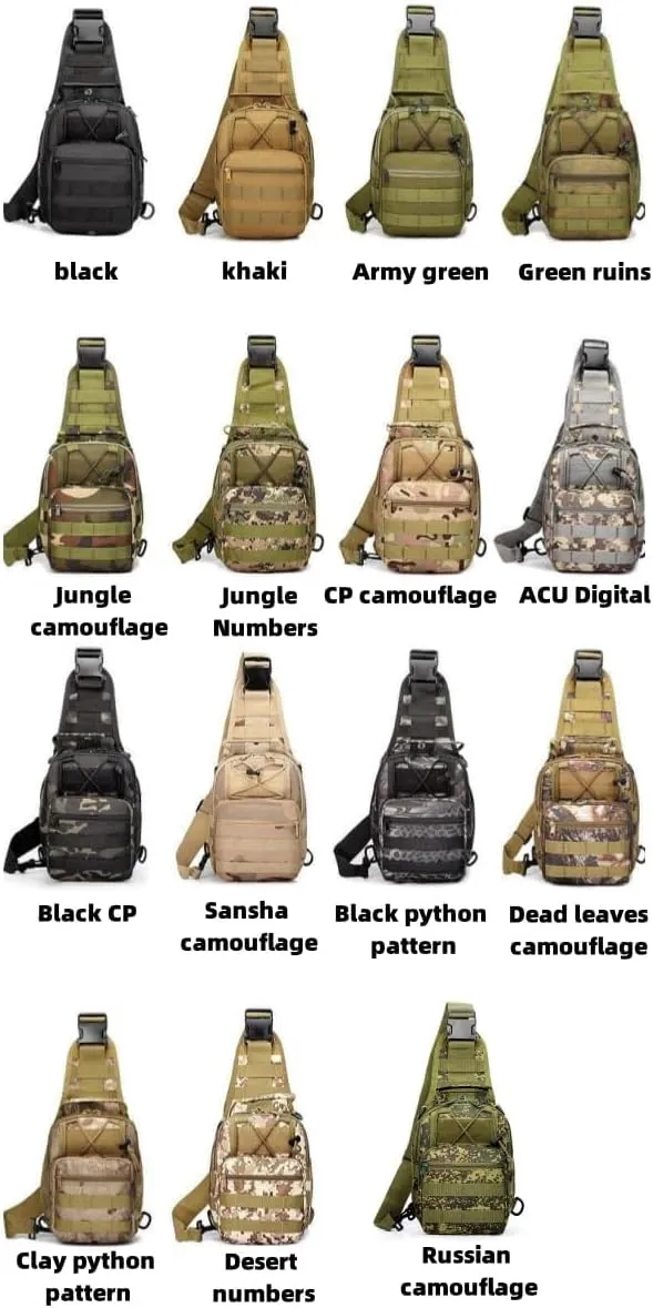 Men's Chest Bag Oxford Bag Crossbody Bag Shoulder Bag Korean Version Small Backpack Casual Belt Bag (Black CP)