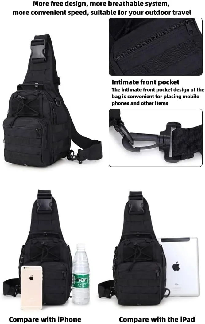 Men's Chest Bag Oxford Bag Crossbody Bag Shoulder Bag Korean Version Small Backpack Casual Belt Bag (Black CP)