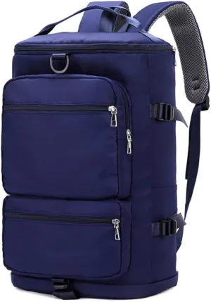 Men's Fitness Travel Bag/Women's Sports Yoga Bag with Shoe Compartment, Carry Weekend/OvernightWaterproof Camping Backpack, Flight Approved, 35L，Navy blue