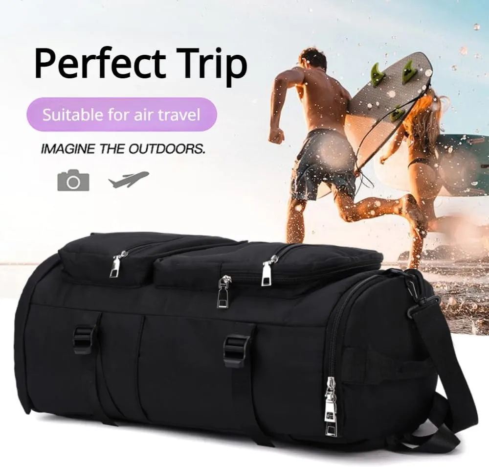 Men's Fitness Travel Bag/Women's Sports Yoga Bag with Shoe Compartment, Carry Weekend/OvernightWaterproof Camping Backpack, Flight Approved, 35L，Navy blue