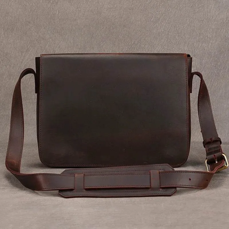 Men's Leather Crossbody Bag – High Quality Crazy Horse School Bag