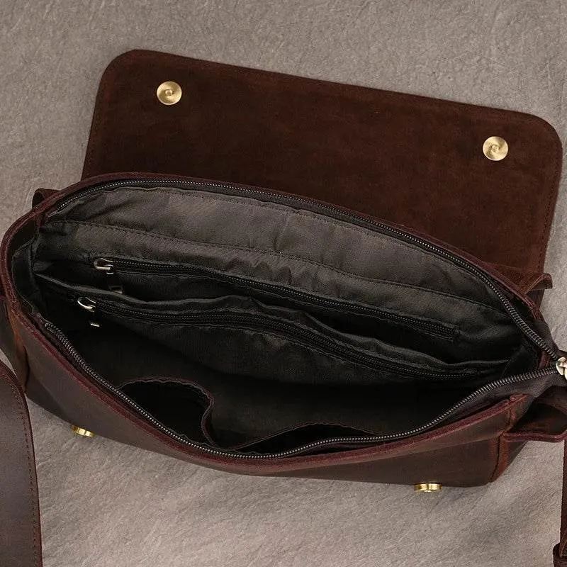 Men's Leather Crossbody Bag – High Quality Crazy Horse School Bag