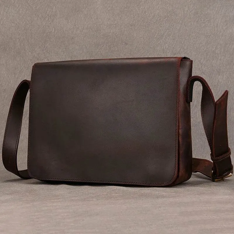 Men's Leather Crossbody Bag – High Quality Crazy Horse School Bag