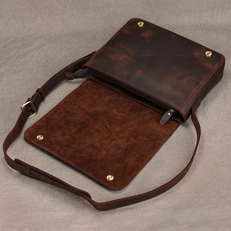 Men's Leather Crossbody Bag – High Quality Crazy Horse School Bag