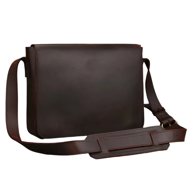 Men's Leather Crossbody Bag – High Quality Crazy Horse School Bag