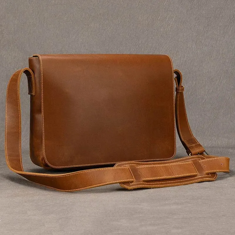 Men's Leather Crossbody Bag – High Quality Crazy Horse School Bag