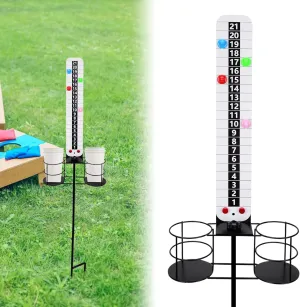 Metal Cornhole Scoreboard with Drink Holders Corn Hole Score Keeper with Magnetic for Outdoor Yard Lawn Game(1 PCS)