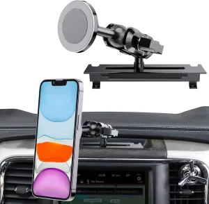 Metal Magnetic Phone Mount for 2013-2018 RAM 1500/2500/3500 & 2019  RAM Classic, OEM Holes Screws Install Super Stable for Off Road Bumpy Road Dodge 1500 Phone Holder Cool Ram Accessory
