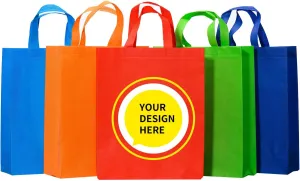 METAPRINT 100 Pcs Custom Non-woven Bags with Handle, Custom Tote Bags Bulk, Personalized Reusable Grocery Bags, Shopping Bags, Customized Promotional Item Totes for Business Activities, Store